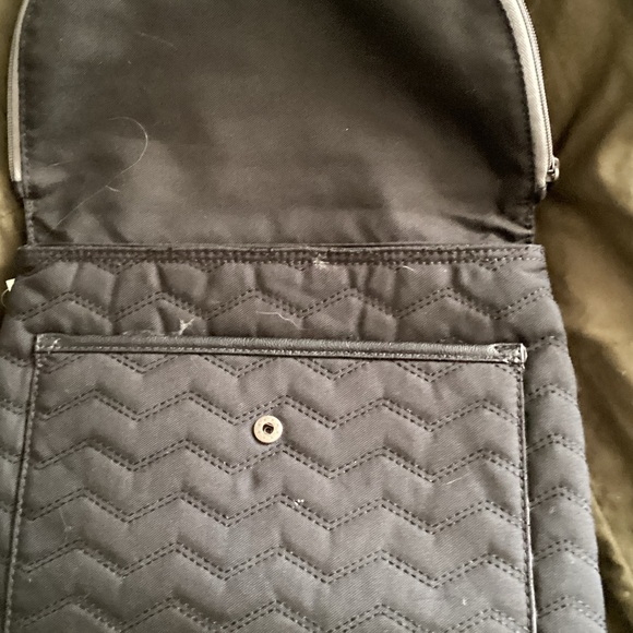 Thirty-One Black Quilted Backpack with Blue Paw Print